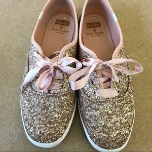 Keds Kate Spade Rose Gold Glitter Sneakers Sz 9